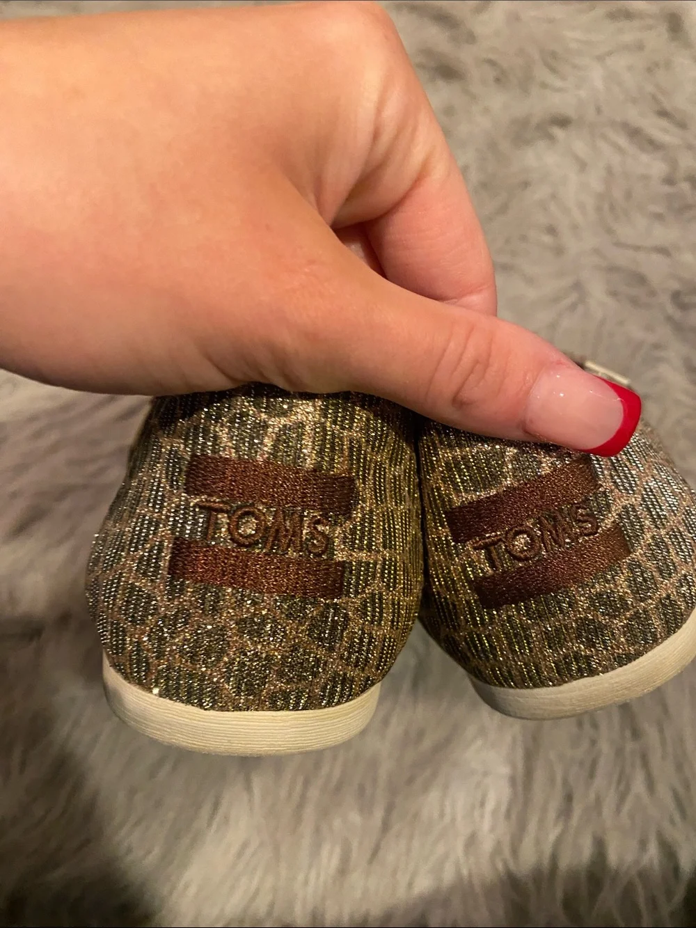TOMS Slip-On Shoes in Brown Leopard Print sparkly
